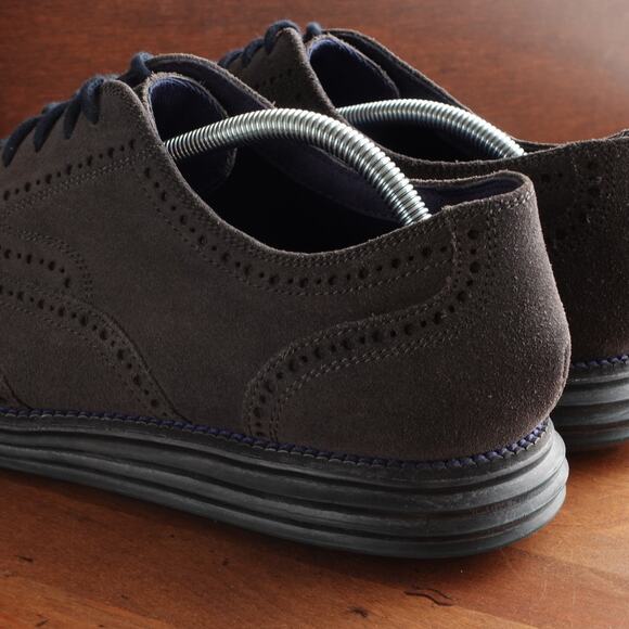 Cole Haan Oxfords Mens Size 12M Gray Grand OS Wingtip Brogue Suede Shoes C22094 main image 5